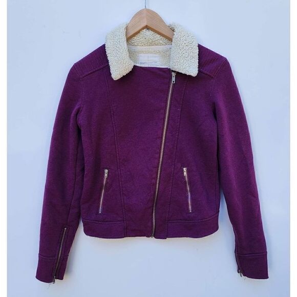 Sound & Matter Women's Purple Shearling Lined Moto Style Jacket Size Small - Picture 1 of 5